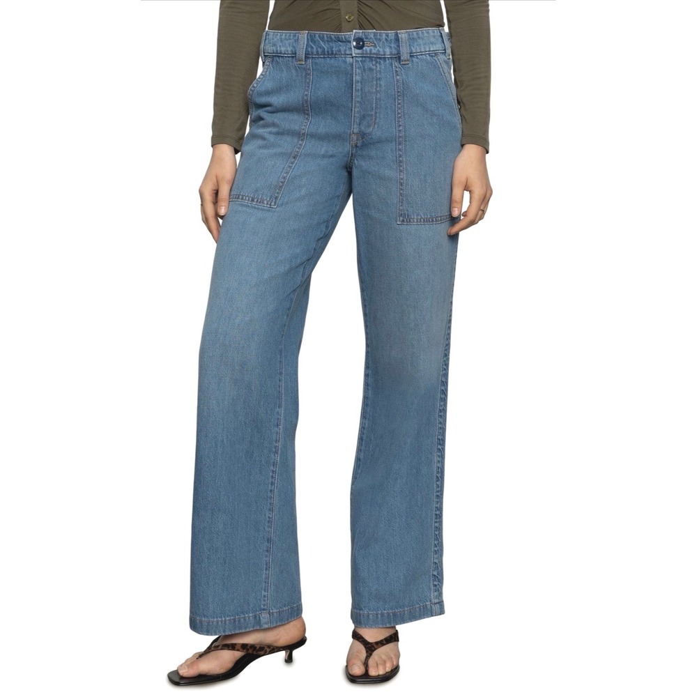Sanctuary Army Pant Semi High‎ Rise Straight Leg Blue Denim Jeans Size 26 NEW